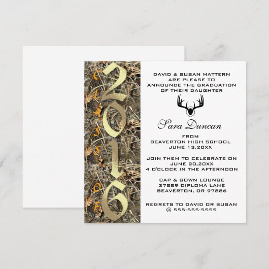 Camo Classic Elegant 2016 Afstuderen Uitnodiging (Voorkant / Achterkant)