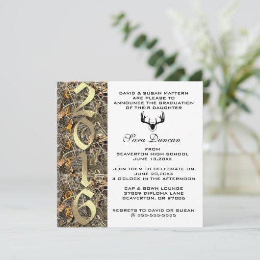 Camo Classic Elegant 2016 Afstuderen Uitnodiging (Staand voorkant)