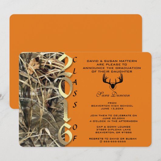 Camo Classic Elegant 2016 Afstuderen Uitnodiging (Voorkant / Achterkant)