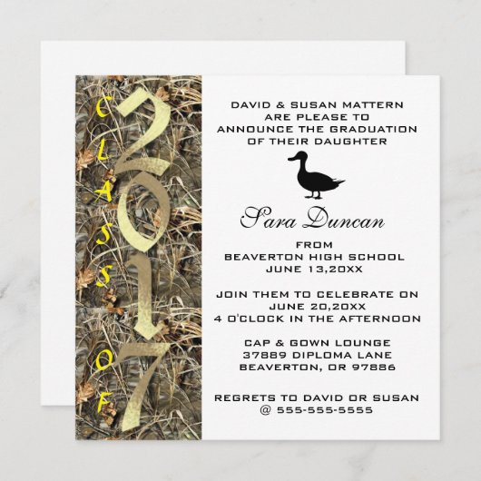 Camo Classic Elegant 2017 Afstuderen Uitnodiging (Voorkant / Achterkant)