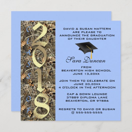 Camo Classic Elegant 2018 Afstuderen Uitnodiging (Voorkant / Achterkant)
