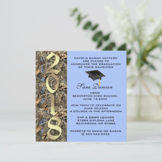 Camo Classic Elegant 2018 Afstuderen Uitnodiging (Staand voorkant)