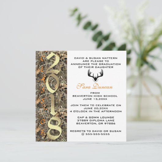 Camo Classic Elegant Afstuderen 2018 Uitnodiging (Staand voorkant)