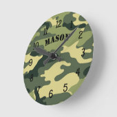 Camo Clock met naam, jongensslaapkamer CAMO Ronde Klok (Hoek)