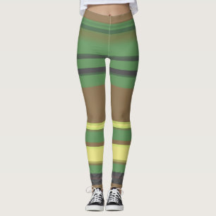 Camo Color Striped Patroon Leggings