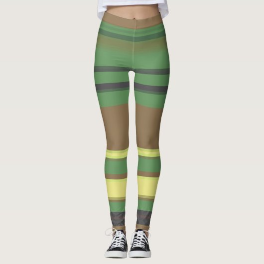 Camo Color Striped Patroon Leggings (Voorkant)