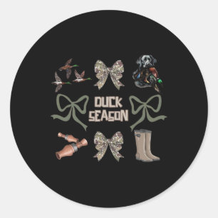Camo Coquette Bow Duck Seizoen Eend Jacht Vrouwen  Ronde Sticker