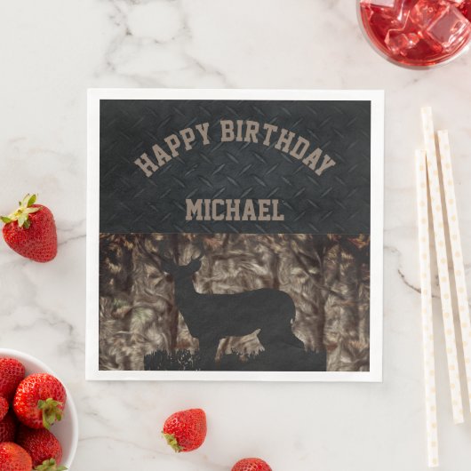 Camo Country Hunting Verjaardag servetten (Insitu)