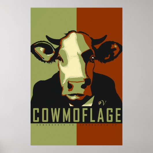 Camo Cowmoflage Pop Art Cow Poster (Voorkant)