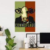 Camo Cowmoflage Pop Art Koe Poster (Thuiskantoor)