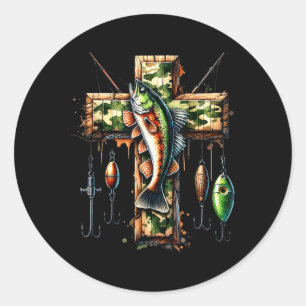 Camo Cross Vist Christelijke visser Hunte Ronde Sticker