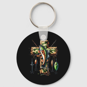 Camo Cross Vist Christelijke visser Hunte Sleutelhanger