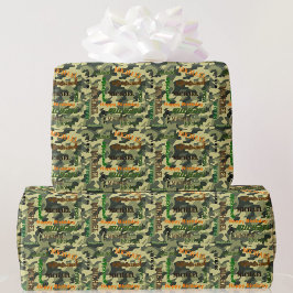Camo Custom NAME Happy Birthday Gift Cadeaupapier