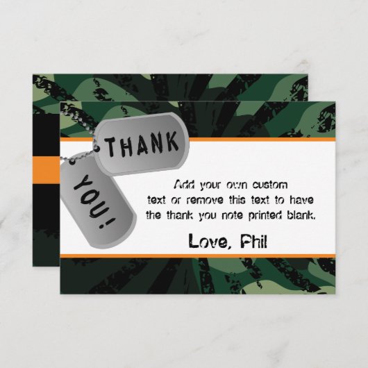 Camo, Dart Wars, Bedankt kaarten (Voorkant / Achterkant)