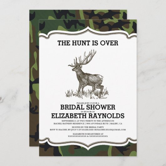 Camo De Hunt is over Bridal Shower Uitnodigingen (Voorkant / Achterkant)