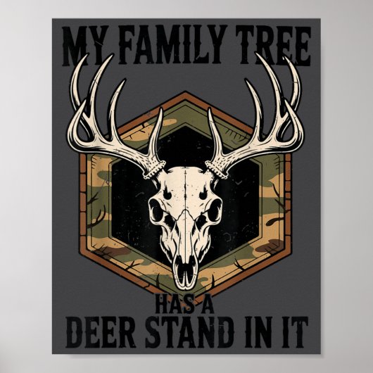 Camo Deer Hunting My Family Tree Has Deer Stand In Poster (Voorkant)