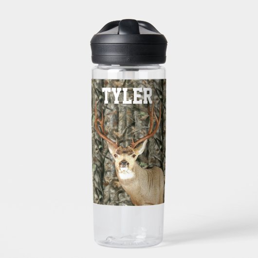 Camo Deer Hunting Name Mannen Sports Buck Waterfles (Voorkant)