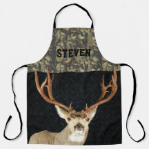 Camo Deer Hunting Name Sports Outdoor Mannen Apron