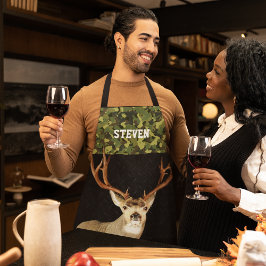 Camo Deer Hunting Name Sports Outdoor Mannen Apron Schort