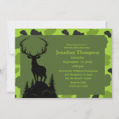 Camo Deer on the Hill Birthday Invitation Kaart (Voorkant)