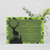 Camo Deer on the Hill Birthday Invitation Kaart (Staand voorkant)