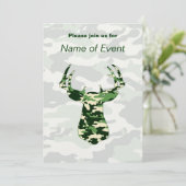 Camo Deer Uitnodiging (Staand voorkant)