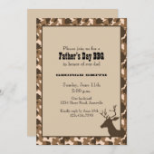 Camo Deer Vaderdag Party Invitation Kaart (Voorkant / Achterkant)