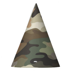 Camo-design feesthoed in vette uitvoering feesthoedjes