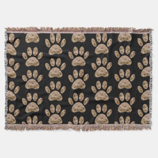 Camo Dog Paw Print Pattern Deken (Voorkant)