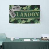 Camo, Dogtags, Army Birthday Party Spandoek (Beurs)