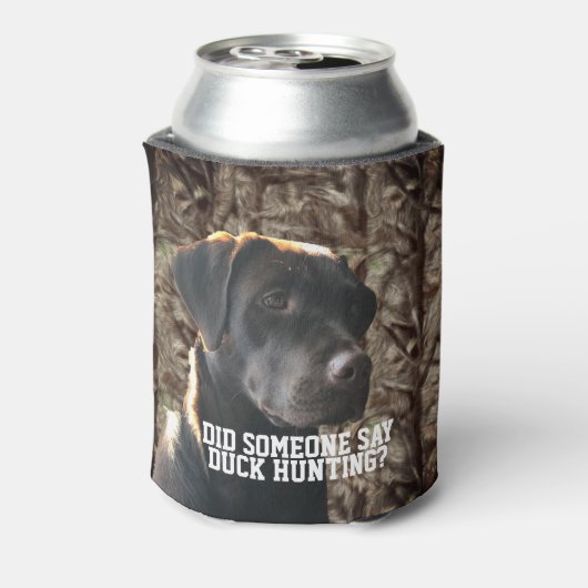 Camo Duck Jacht Chocolade Lab Vogel Hondenbier Blikjeskoeler (Blikje Achterkant)