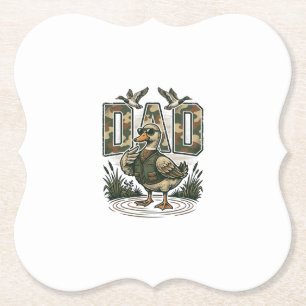 Camo Eend Papa Vintage Gravure T-Shirt Design_1 Kartonnen Onderzetters