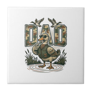 Camo Eend Papa Vintage Gravure T-Shirt Ontwerp_1 Tegeltje
