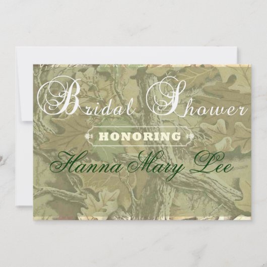 Camo Elegant Bridal Shower Invitation Kaart (Voorkant)
