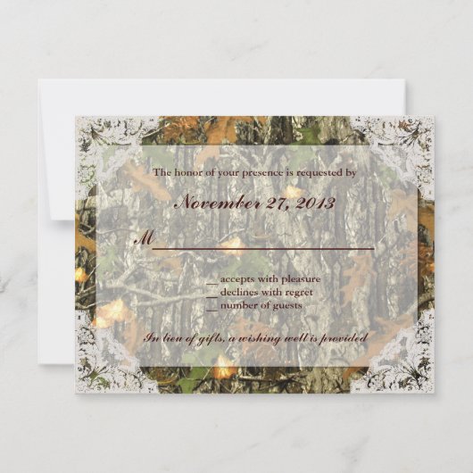 Camo en Antiek White Lace Wedding RSVP (Achterkant)