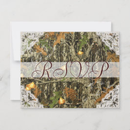 Camo en Antiek Witte Kant Trouw RSVP Kaartje