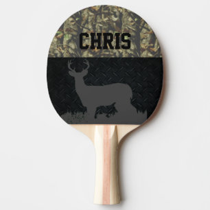Camo en Diamond Bord Deer Hunting Name Paddle Tafeltennisbatje