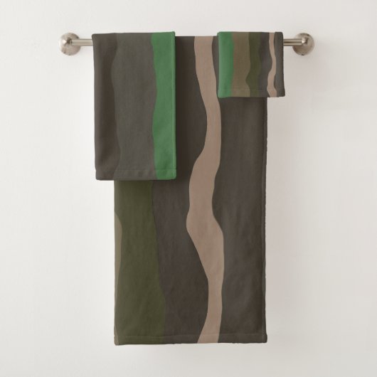 Camo en groene abstracte strepen bad handdoek (Insitu)