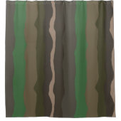 Camo en groene abstracte strepen douchegordijn (Voorkant)