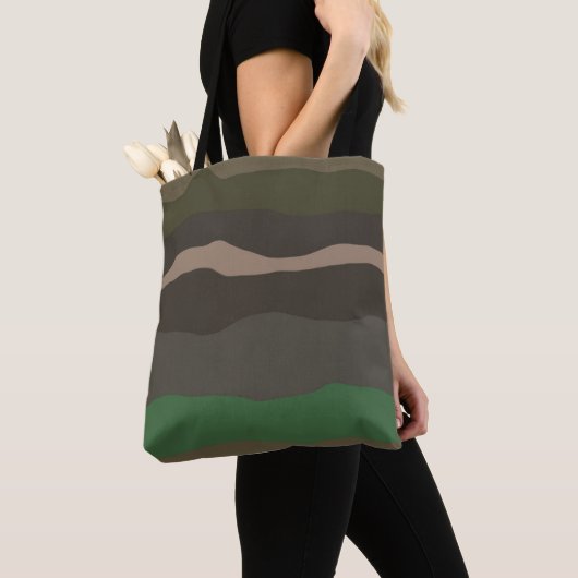 Camo en groene abstracte strepen tote bag (Dichtbij)