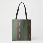 Camo en groene abstracte strepen tote bag (Voorkant)