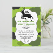 Camo en herten 50ste verjaardagsfeestje kaart (Staand voorkant)