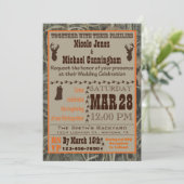 Camo en Hunting Burnt Oranje Wedding Invitation Kaart (Staand voorkant)