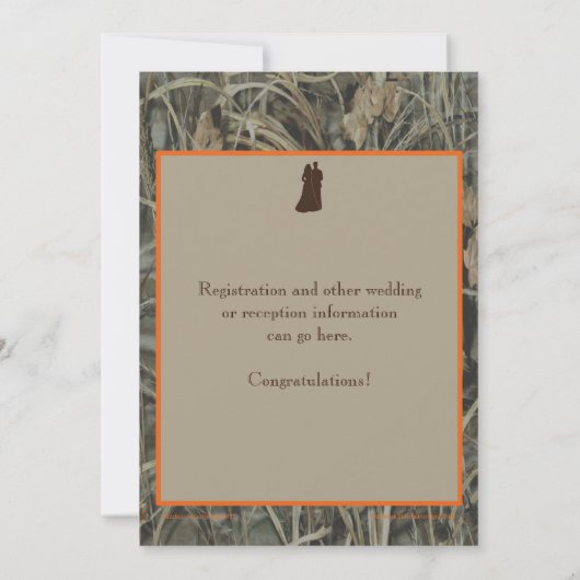 Camo en Hunting Burnt Oranje Wedding Invitation Kaart (Achterkant)