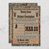 Camo en Hunting Burnt Oranje Wedding Invitation Kaart (Voorkant / Achterkant)