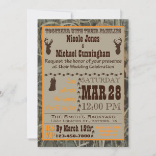 Camo en Hunting Oranje Wedding Invitation Kaart