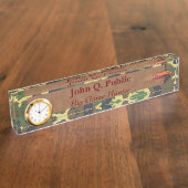 Camo- en lederdesk naambordje (Zijkant)