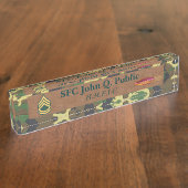 Camo- en lederdesk naambordje (Zijkant)