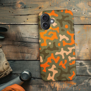 Camo en Oranje matching iPhone 15 Case