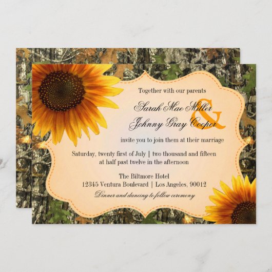 Camo en Oranje uitnodiging voor het uitzenden van (Voorkant / Achterkant)